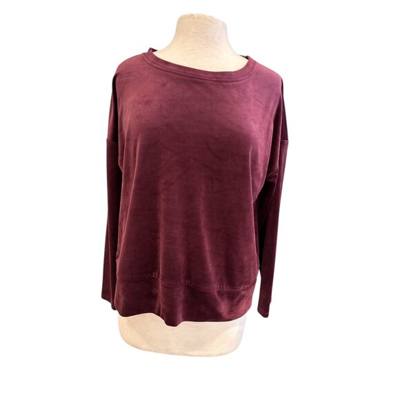 Cable & Gauge Sport Womens Long Sleeve Burgundy Velvet Sweater L/G 94% Polyester - Picture 1 of 9